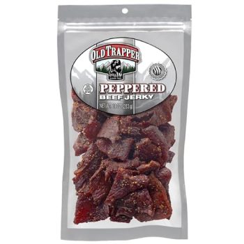 Old Trapper Beef Jerky, Peppered 10-Ounce Pack, Spicy Meat Snacks for Lunches or Between Meals, 11 Grams of Protein, Zero Grams of Fat, and 70 Calories per Ounce (Pack of One)