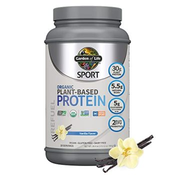 Organic Vegan Sport Protein Powder, Vanilla - Probiotics, BCAAs, 30g Plant Protein for Premium Post Workout Recovery - NSF Certified, Keto, Gluten & Dairy Free, Non GMO - Garden of Life - 19 Servings