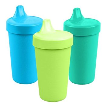 Re-Play Made in USA 10 Oz. Sippy Cups for Toddlers, Set of 3 - Reusable Spill Proof Cups for Kids, Dishwasher/Microwave Safe - Hard Spout Sippy Cups for Toddlers 3.13" x 6.25", Under The Sea