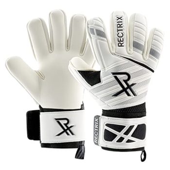 Rectrix 1.0 Goalkeeper Gloves (with Free Zip Case) - Negative Cut - Youth & Adult Sizes - Pro-Level Grip for Football Soccer Goalkeeping (9, White)