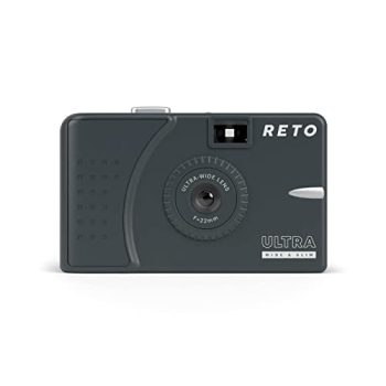 RETO Ultra Wide and Slim 35mm Reusable Daylight Film Camera - 22mm Wide Lens, Focus Free, Light Weight, Easy to Use (Charcoal)
