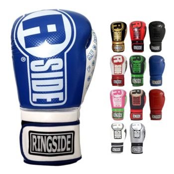 Ringside Apex Flash Boxing Training Sparring Gloves, BL/WH 18 oz,Blue/White