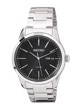 Seiko Men's Quartz Watch Stainless Steel with Stainless Steel Strap, Silver, One Size, Solar