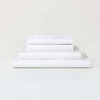 Sijo Premium 100% Austrian Eucalyptus Lyocell Tencel Sheet Set, Softer Than Silk, Architectural Digest 2022 Best Cooling Sheets Award Winner - 4pc - 2 Pillowcases 1 Fitted 1 Flat (Snow, Queen)