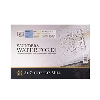 St. Cuthberts Mill Saunders Waterford Watercolor Paper Block - 10x7-inch White 100% Cotton Watercolor Paper - 20 Sheets of 140lb Cold Press Watercolor Paper for Gouache Ink Acrylic Charcoal and More