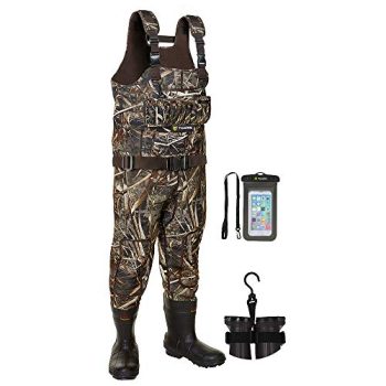 TIDEWE Hunting Wader, 5mm Neoprene Fleece-Lined Chest Waders with 1600 Gram Insulation Rubber Boots, Waterproof and Durable Liquild Sealed Bootfoot Chest Wader for Fishing and Hunting (Size 7)