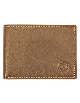 Timberland Men's Leather Passcase Trifold Wallet Hybrid, Tan, One Size