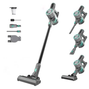 Wyze Cordless Vacuum Cleaner with 24Kpa Powerful Suction, Lightweight Stick with HEPA Filter, 450W Powerful Brushless Motor , 50mins Runtime for Home Hard Floor Carpet Pet Hair