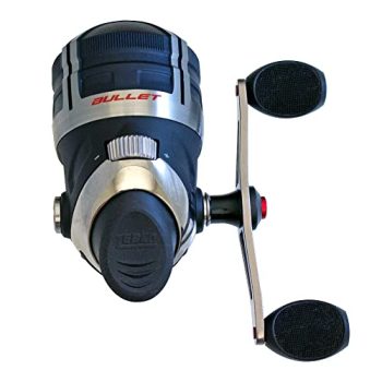 Zebco Bullet Spincast Fishing Reel, Size 30 Reel, Fast 29.6 Inches Per Turn, GripEm All-Weather Handle Knobs, Pre-Spooled with 10-Pound Zebco Fishing Line, Black (2017)