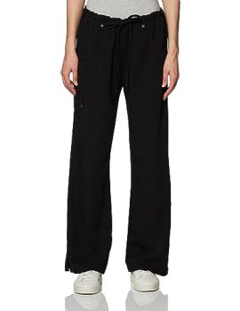 Dickies womens Xtreme Stretch Flare Leg Drawstring medical scrubs pants, Black, X-Large Petite US