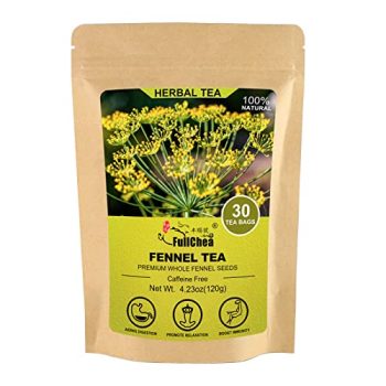 FullChea - Fennel Tea Bags, 30 Teabags, 4g/bag - Premium Whole Fennel Seeds - Non-GMO - Caffeine-free - Helps Improve Digestion & Immune System