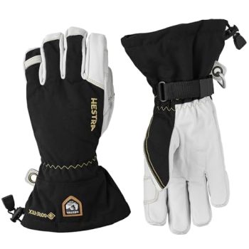 Hestra Army Leather Gore-TEX - Waterproof, Long-Cuffed 5-Finger Snow Glove for Skiing, Snowboarding and Mountaineering - Black - 7