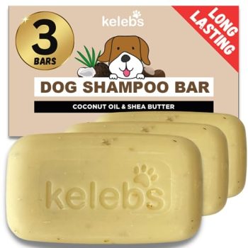 Kelebs Undercoat Control deShedding Dog Shampoo | Shedding shampoo for dogs | Dandruff Moisturizing Soap Bar | Coconut Oil & Shea Butter | All Natural Organic Ingredients | No Plastic Waste Vegan 3pcs