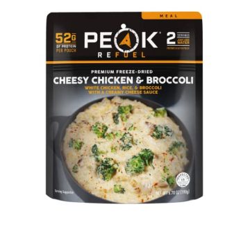 Peak Refuel Cheesy Chicken & Broccoli | Premium Freeze Dried Camping Food | Backpacking & Hiking MRE Meals | Just Add Water | 100% Real Meat | 52g of Protein | 2 Serving Pouch