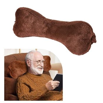 VCOMSOFT Premium Adjustable Neck Pillow for Recliner | Soft Gift for Neck Pain Relief | Ideal for Rocking Chairs and Sofas | Neck Support Pillow for Sleeping and Reclining (Brown)