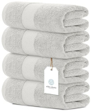 White Classic Luxury Cotton Large Bath Towels (4-Pack)
